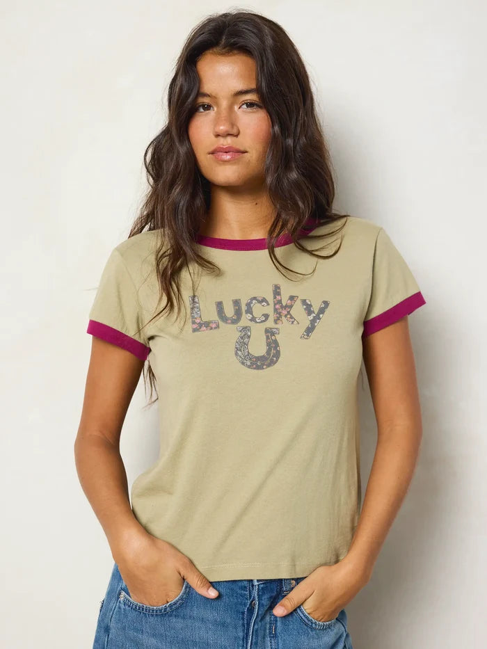 Ringer Cotton Baby Tee Shirt - Lucky-view 1