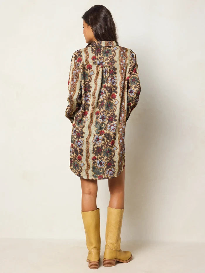 Rocky Sweater Knit Mini Dress - Brocade Tapestry Cream-view 4