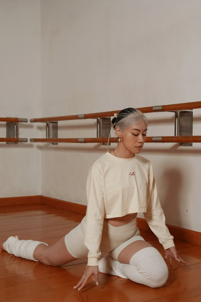 Rococo Long Sleeve Crop Top | Beige