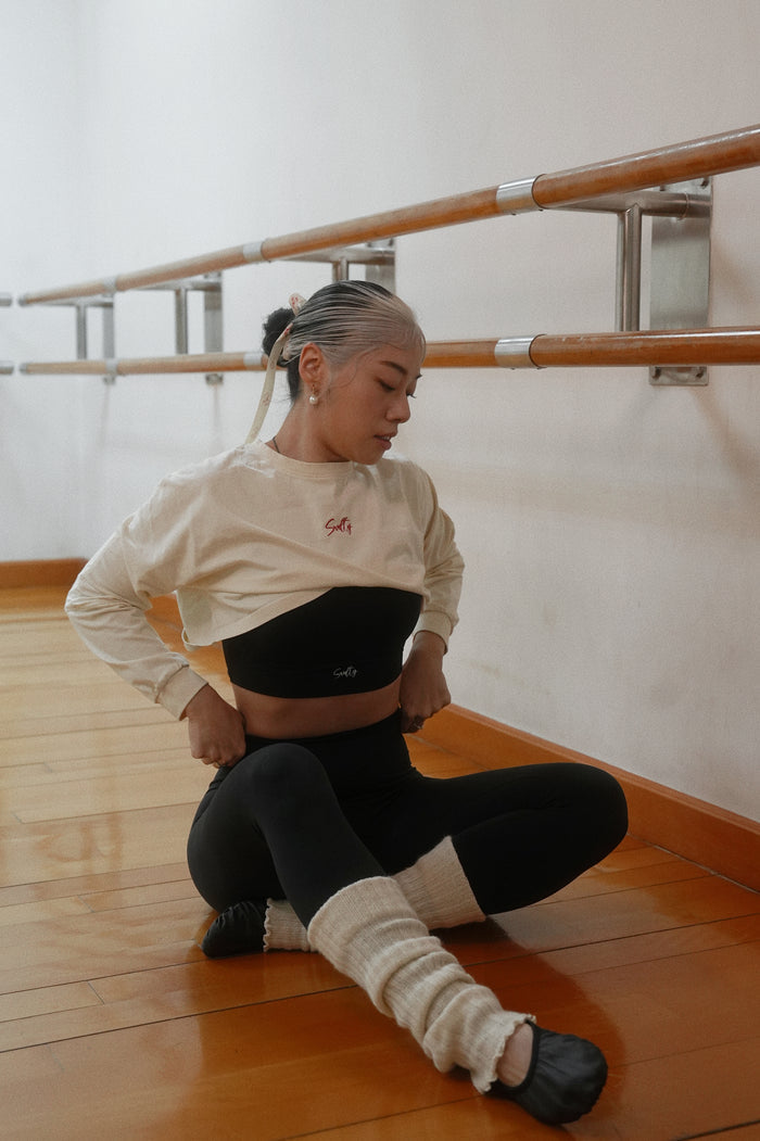 Rococo Long Sleeve Crop Top | Beige