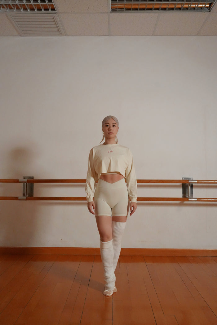 Rococo Long Sleeve Crop Top | Beige