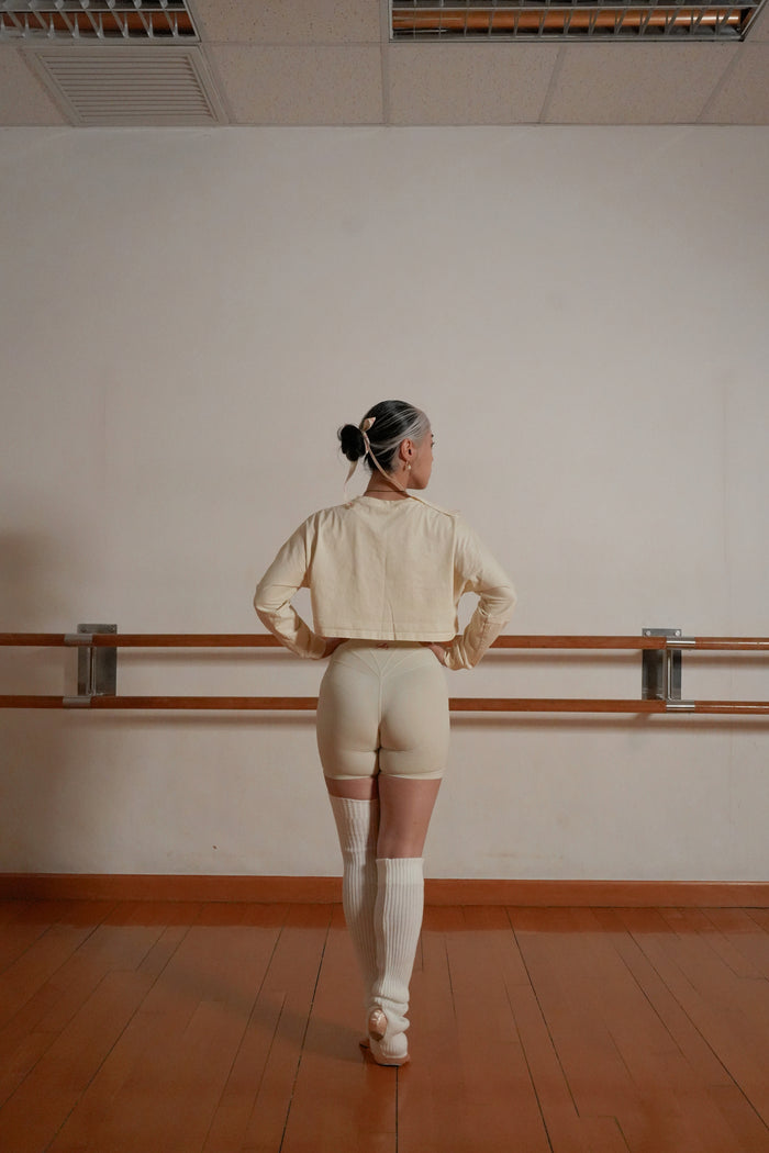 Rococo Long Sleeve Crop Top | Beige