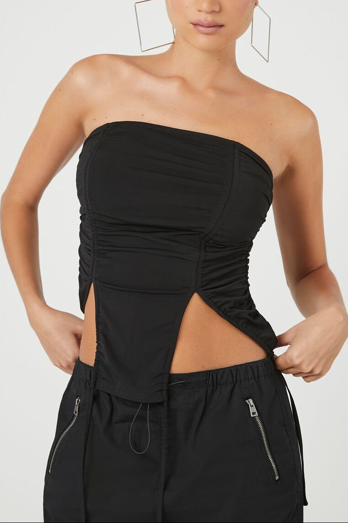 Ruched Drawstring Tube Top