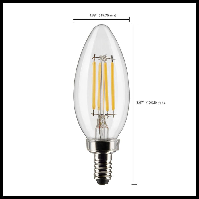 led Candelabra Bulb Satco S21268 4W B11 LED Clear Candelabra Bulb E12 Base 5000K Satco