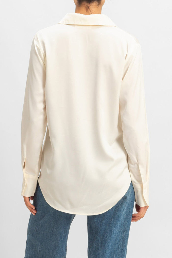 Satin Button-Front Shirt