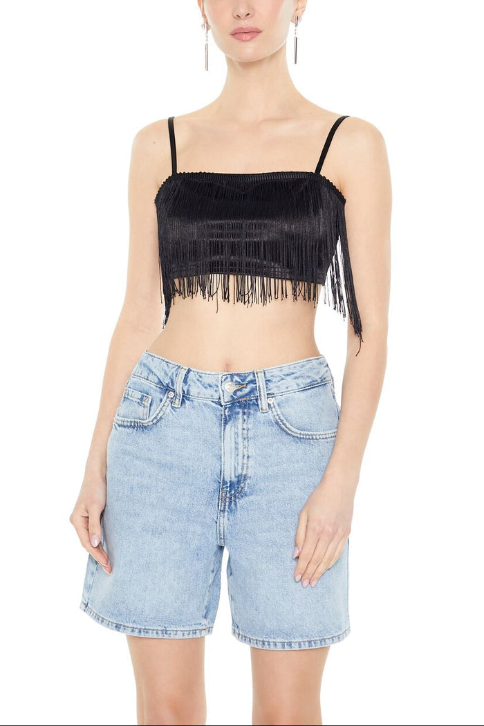 Satin Fringe Cropped Cami