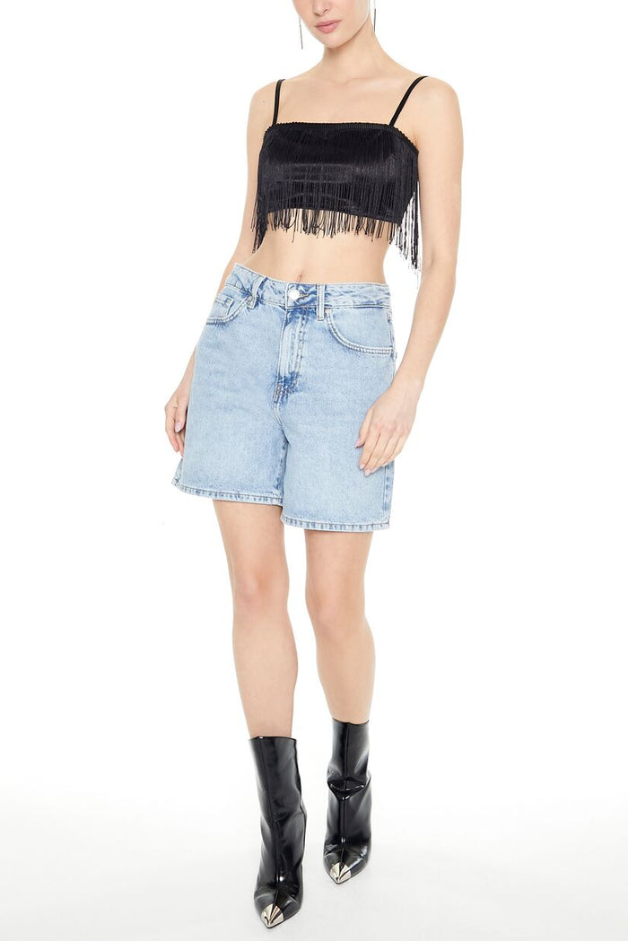 Satin Fringe Cropped Cami