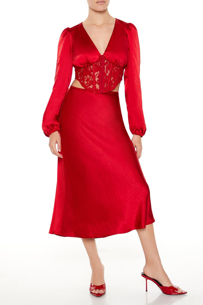Satin & Lace Corset Crop Top
