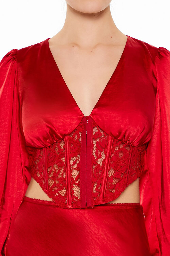 Satin & Lace Corset Crop Top
