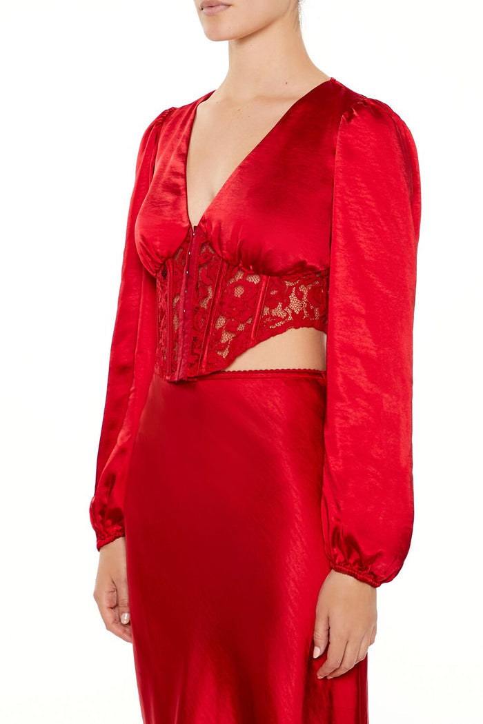Satin & Lace Corset Crop Top