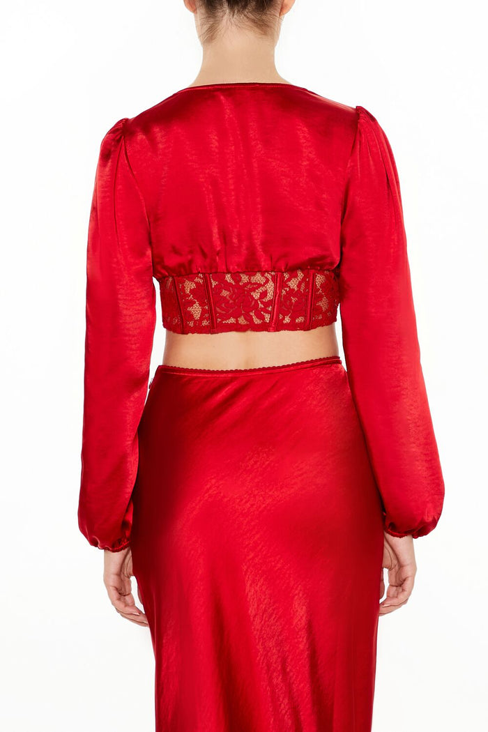 Satin & Lace Corset Crop Top