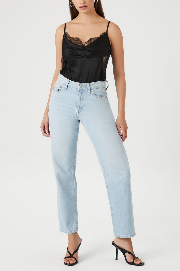 Satin Lace-Trim Bodysuit