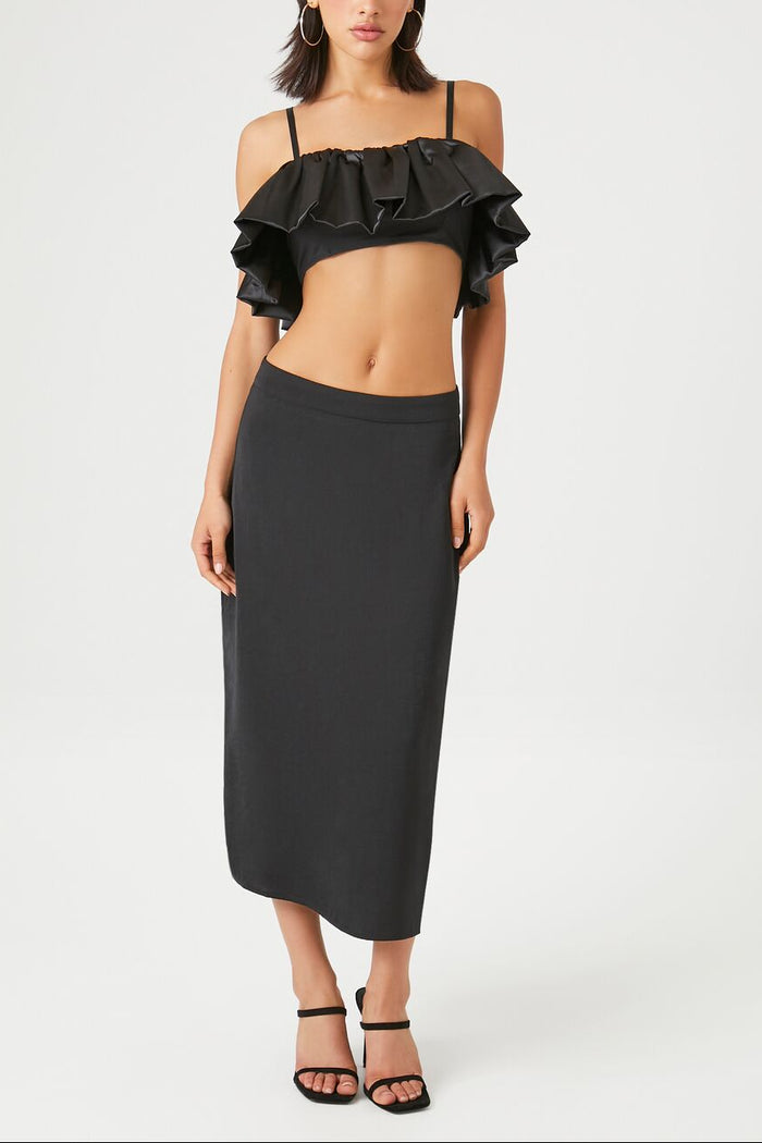 Satin Ruffle Cropped Cami