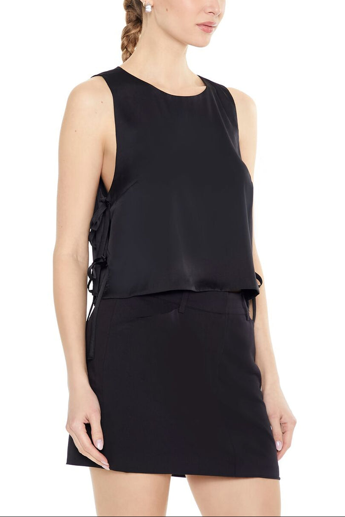 Satin Sleeveless Bow Top