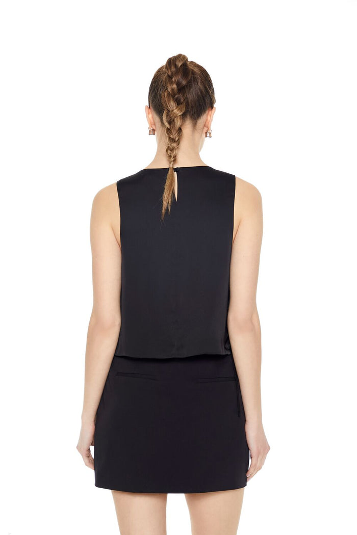 Satin Sleeveless Bow Top
