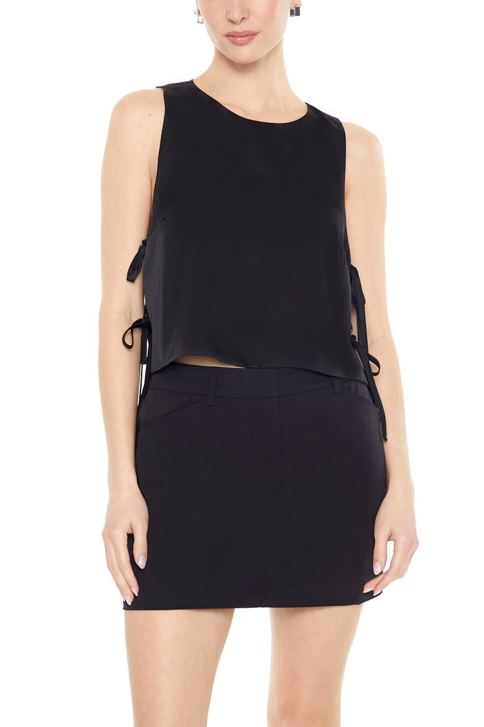 Satin Sleeveless Bow Top