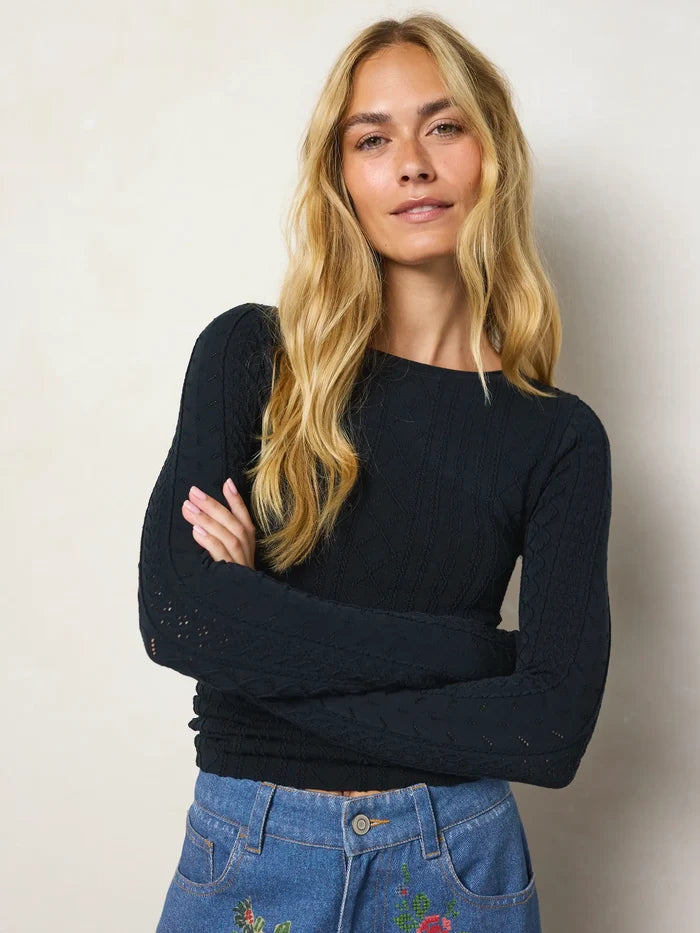 Seamless Jacquard Top - Black-view 4
