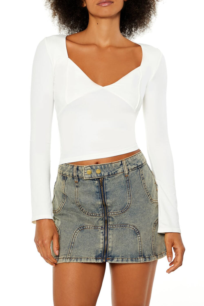 Seamless Knit V-Neck Crop Top