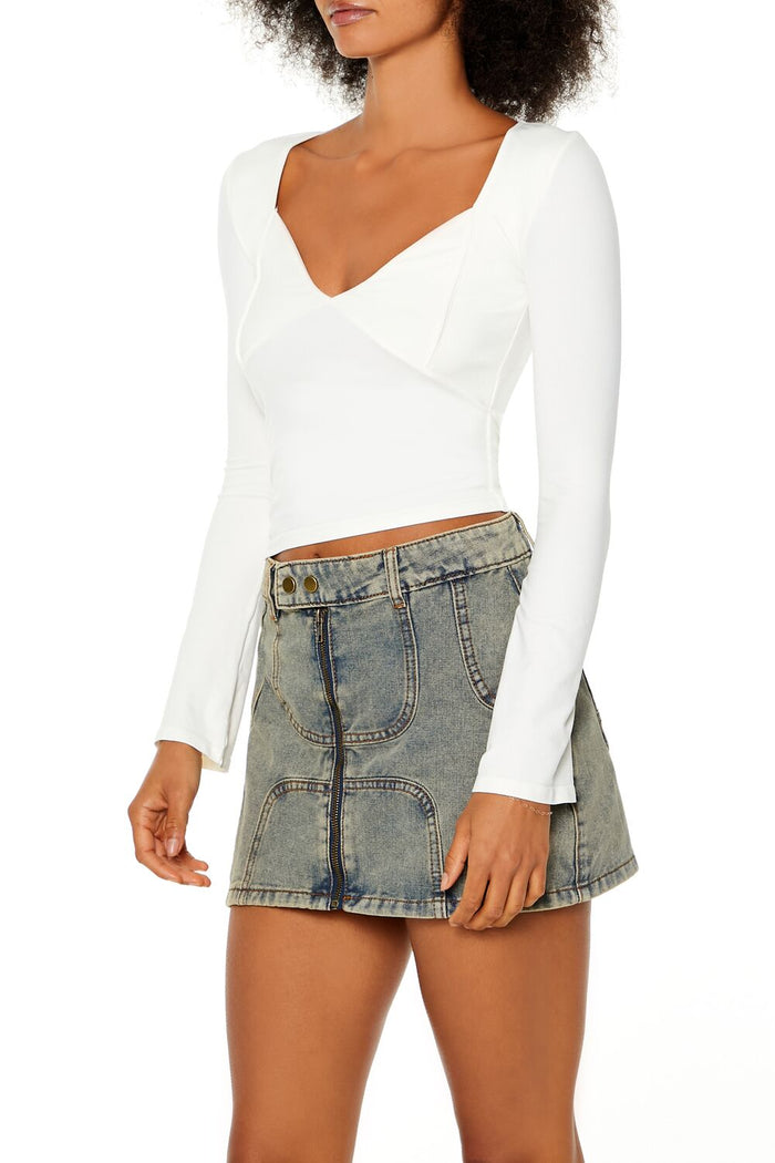 Seamless Knit V-Neck Crop Top