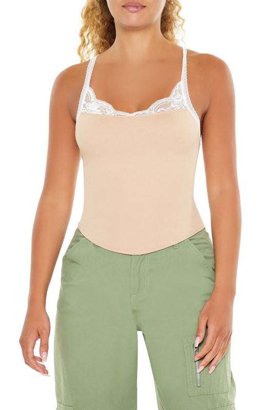 Seamless Lace-Trim Cami