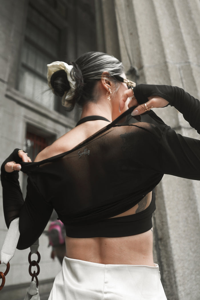 See-through Bolero | Obsidian Black