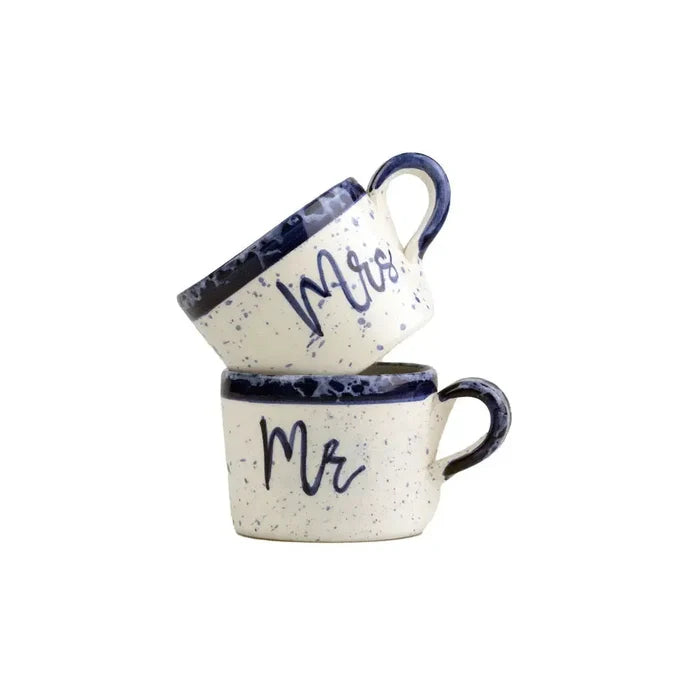 Selbrae Set/2 Ceramic Espresso Cups Mr. & Mrs. by Selbrae