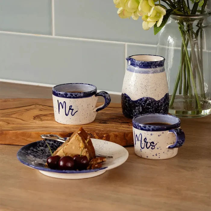 Selbrae Set/2 Ceramic Espresso Cups Mr. & Mrs. by Selbrae