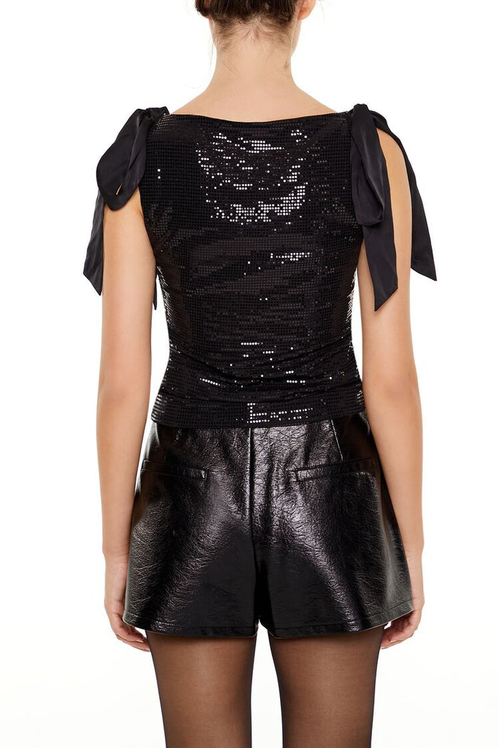 Sequin Bow Crop Top