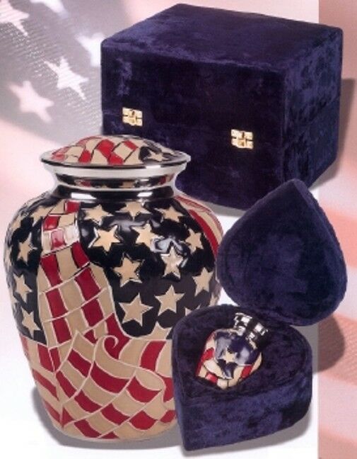 Set of Adult (202 cubic inch) & Keepsake (3 inch) Brass Funeral Cremation Urns