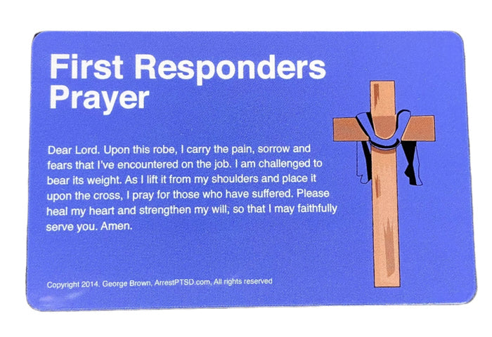 first responders prayer card thin blue line for law enforcement robed cross ptsd prevention police