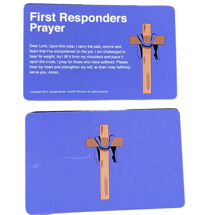first responders prayer card thin blue line for law enforcement robed cross ptsd prevention police