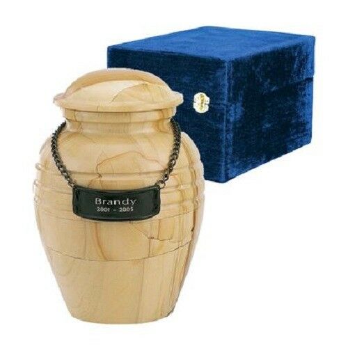Set of Medium (44 cubic inch) & Keepsake(3 in) Marble Cremation Urns w/nameplate