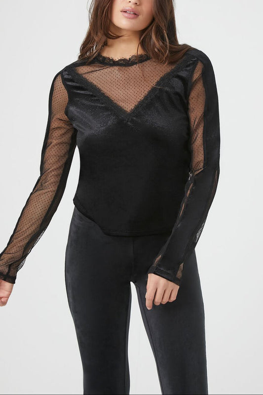 Sheer Lace Velvet Top