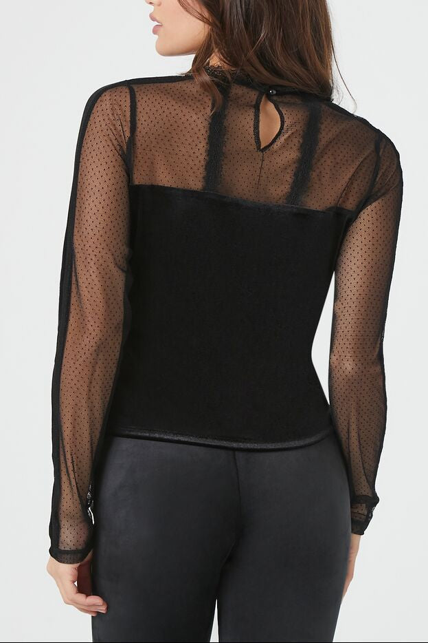 Sheer Lace Velvet Top