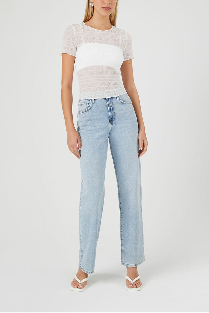 Sheer Mesh Lettuce-Edge Tee