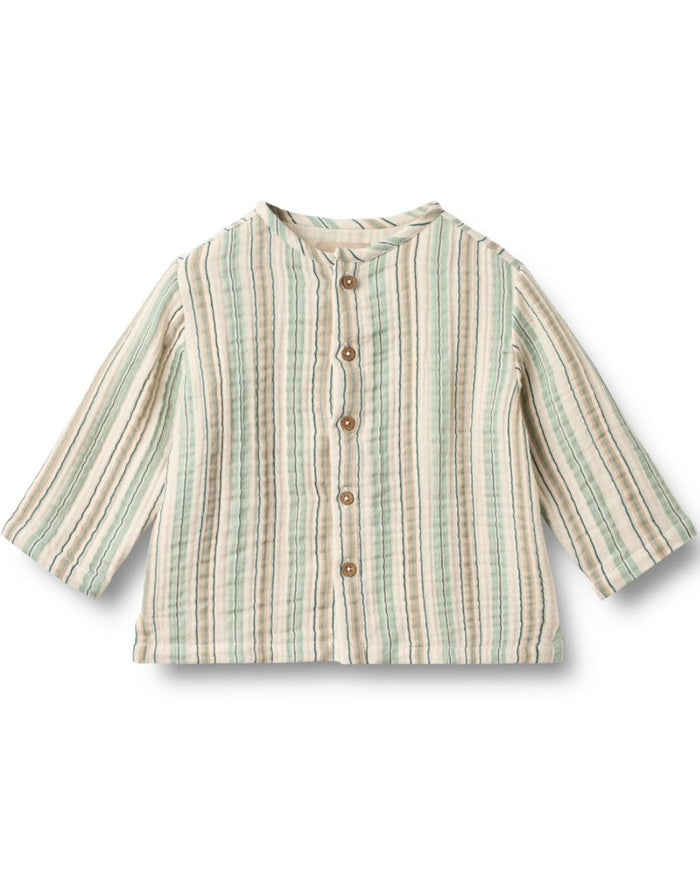 Shelby Striped Shirt – Organic Cotton Gauze Shirt - Wheat
