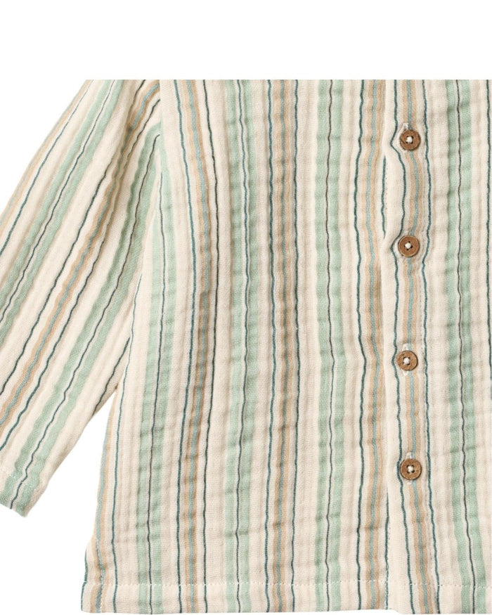 Shelby Striped Shirt – Organic Cotton Gauze Shirt - Wheat