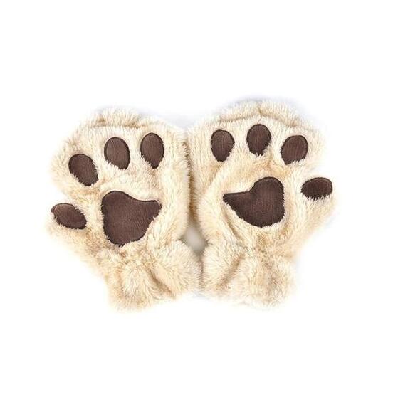 Gadget Gerbil Beige Short Finger Bear Paw Gloves