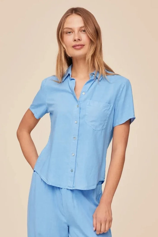 Short Sleeve Pocket Button Down Shirt Tops Bella Dahl