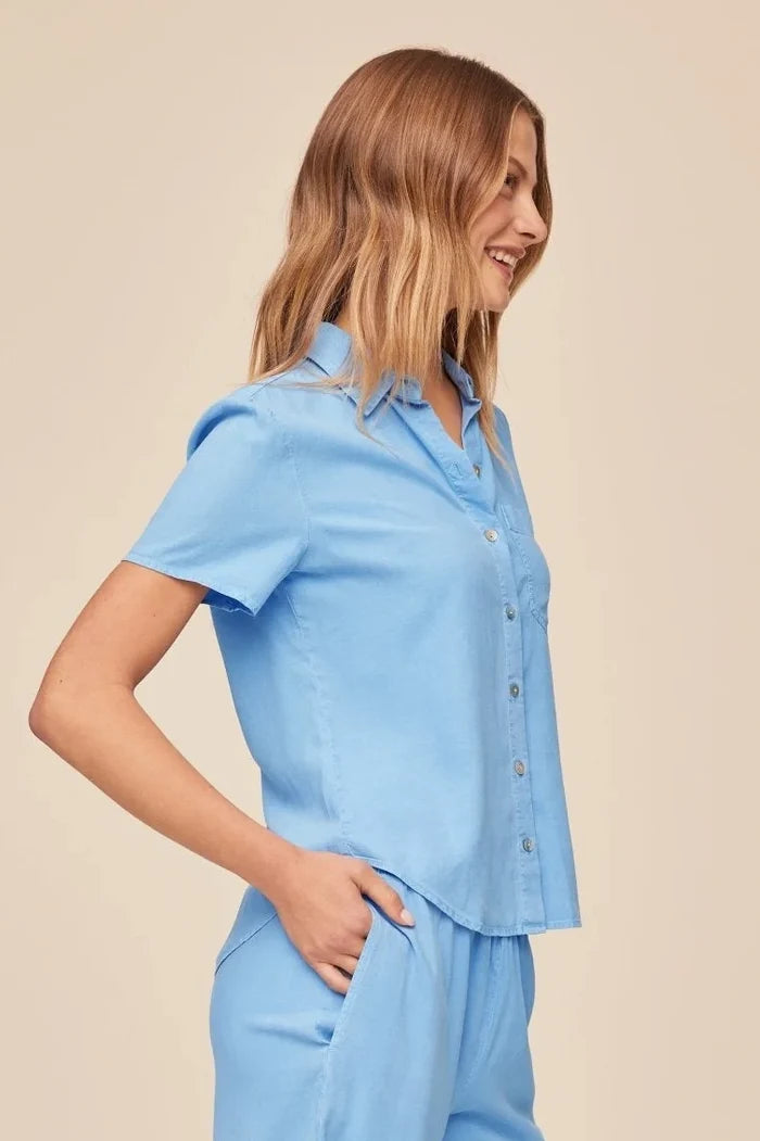 Short Sleeve Pocket Button Down Shirt Tops Bella Dahl
