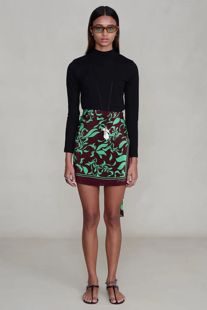 Silk Mini Wrap Skirt Skirts Chan Luu
