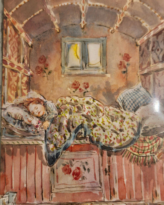 Sleeping Girl in Cosy Caravan Bed - Claire Fletcher