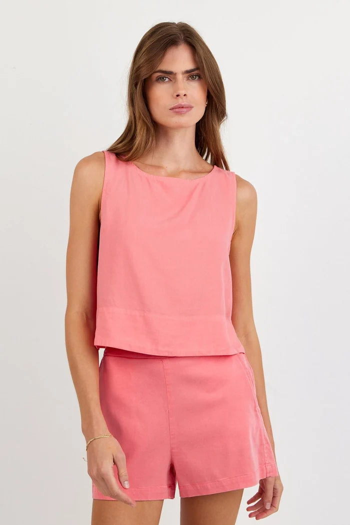 Sleeveless Boat Neck Split Back Tops Bella Dahl