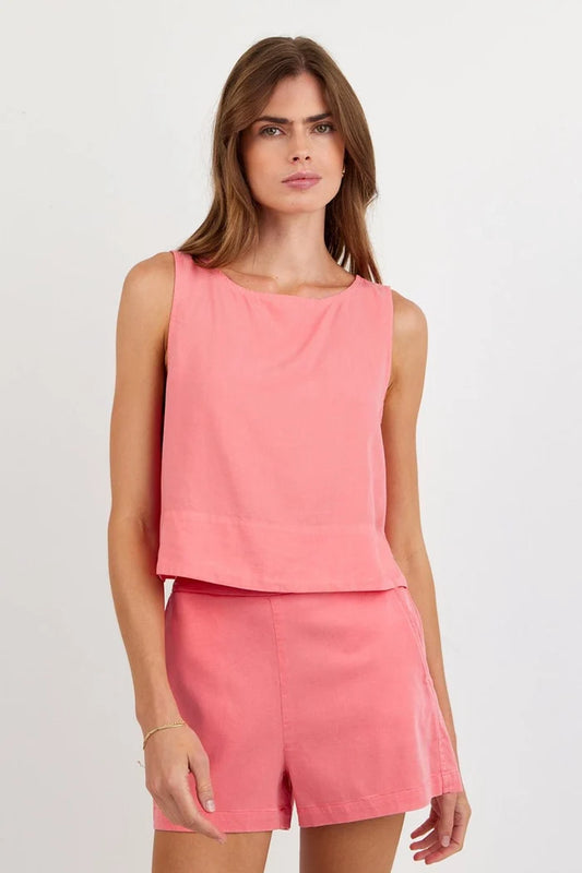 Sleeveless Boat Neck Split Back Tops Bella Dahl