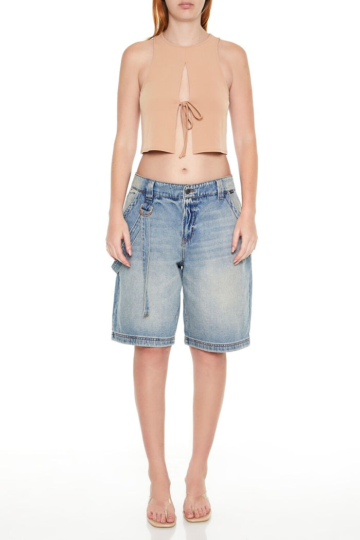 Sleeveless Tie-Front Crop Top