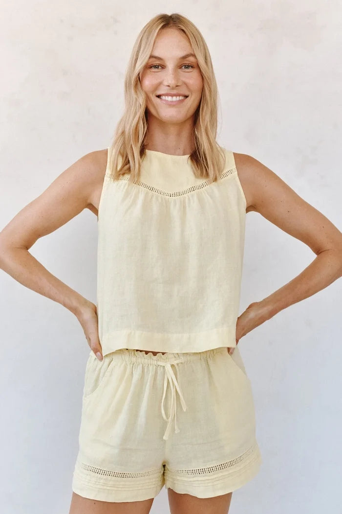 Sleeveless Trimmed Yoke Seam Top Shirts & Tops Bella Dahl