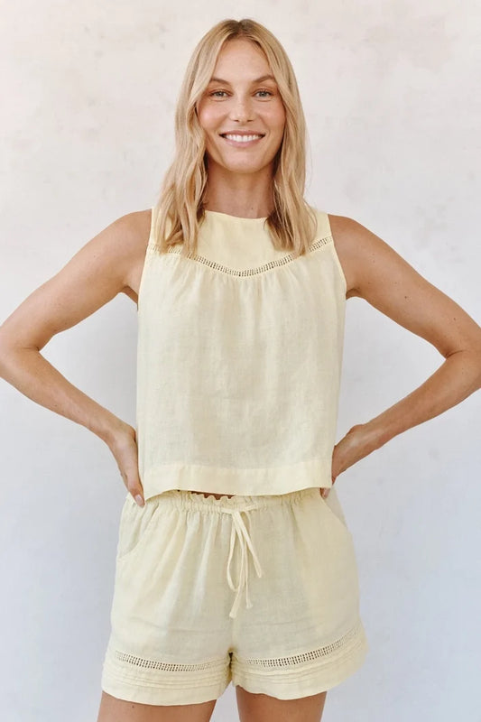 Sleeveless Trimmed Yoke Seam Top Shirts & Tops Bella Dahl