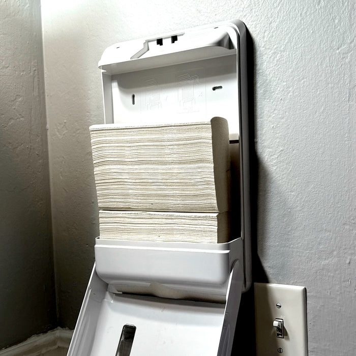 SLIMFOLD TOWEL DISPENSER WHITE PLASTIC ( FOR 04442 SLIMFOLD TOWELS ONLY )