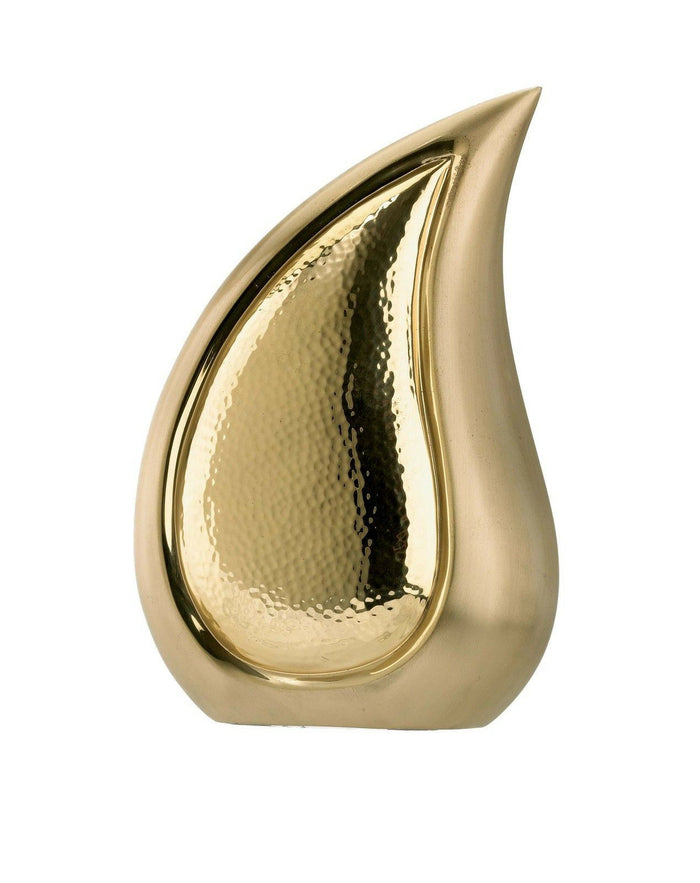Small/Keepsake 3 Cubic Inches Tear Drop Brass Cremation Urn with Engraved Case