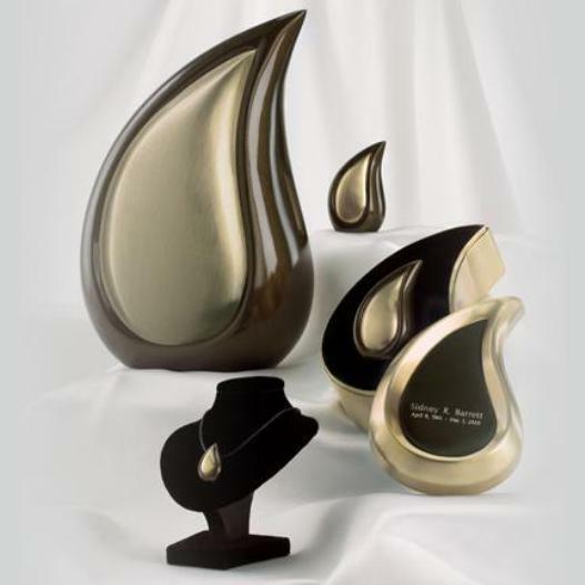 Small/Keepsake 3 Cubic Inches Tear Drop Bronze Cremation Urn with Engraved Case